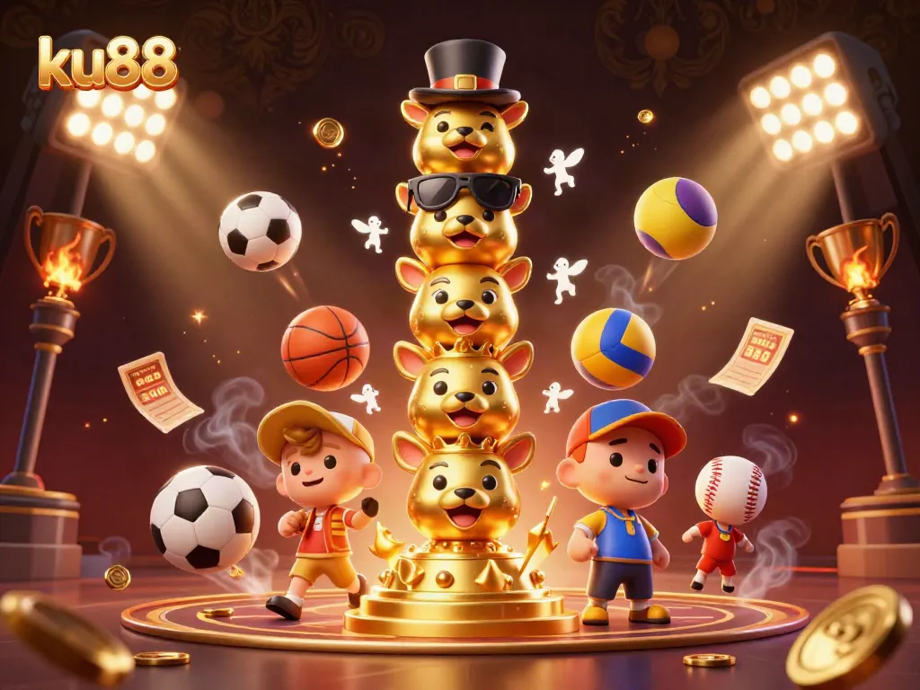 Engage in thrilling games at ku88 with dynamic casino elements and sports excitement in a vibrant scene.