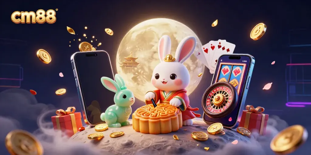 Experience the gambling world with cm88 as mythical rabbits showcase lunar-themed gaming elements and attractions.