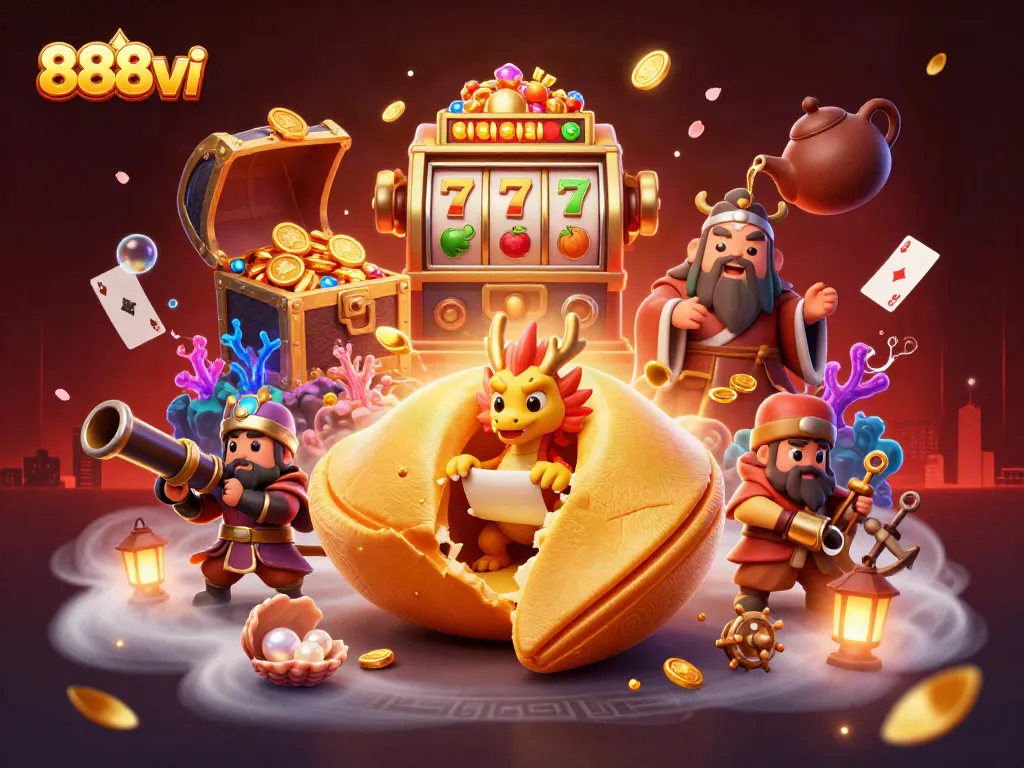 Engage with 888vi to win big with golden jackpot in this stunning 3D illustration.
