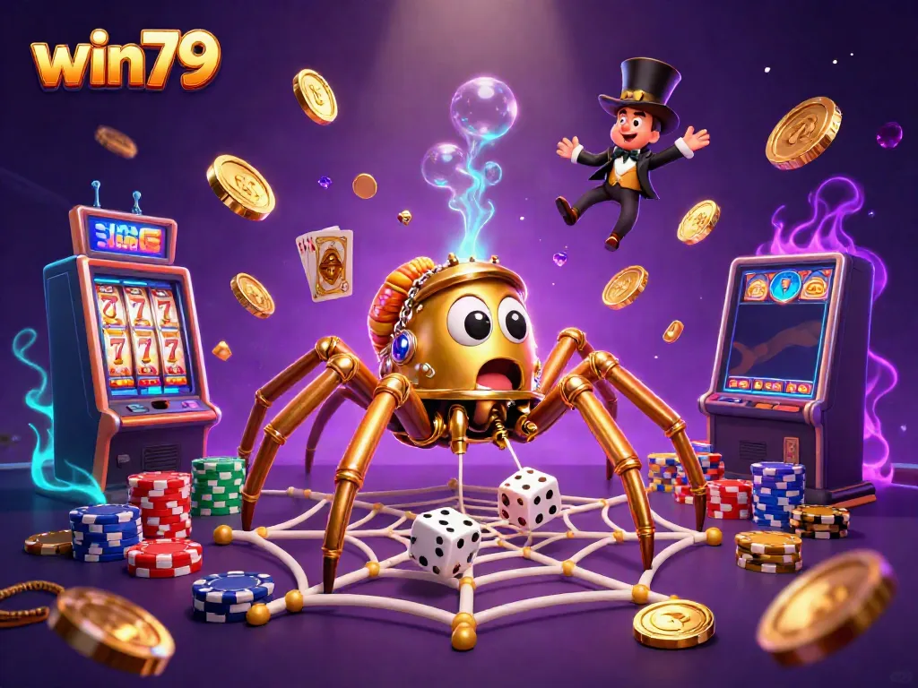 Experience win79's captivating slot machine adventure with golden coins, vibrant animations, and steampunk visuals.