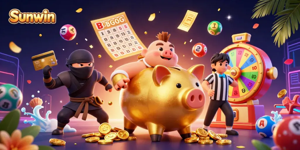 Sunwin offers players an exciting gaming experience with vibrant visuals in this dynamic illustration.