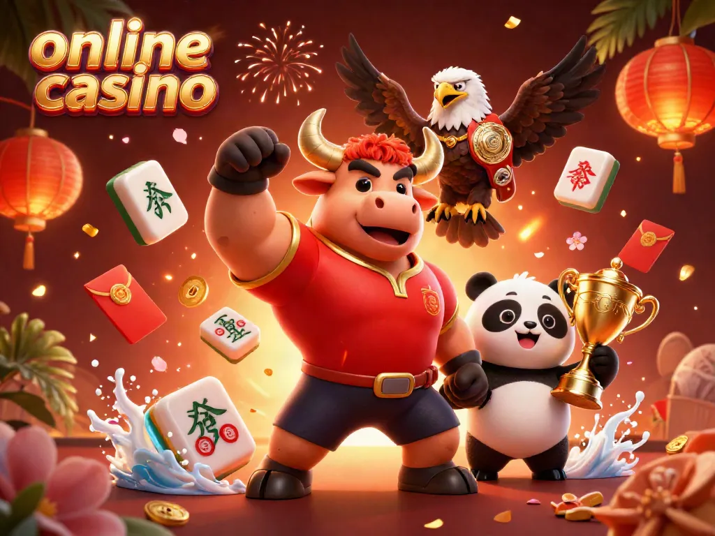 Experience the excitement of an online casino with vibrant characters and energetic gaming elements.