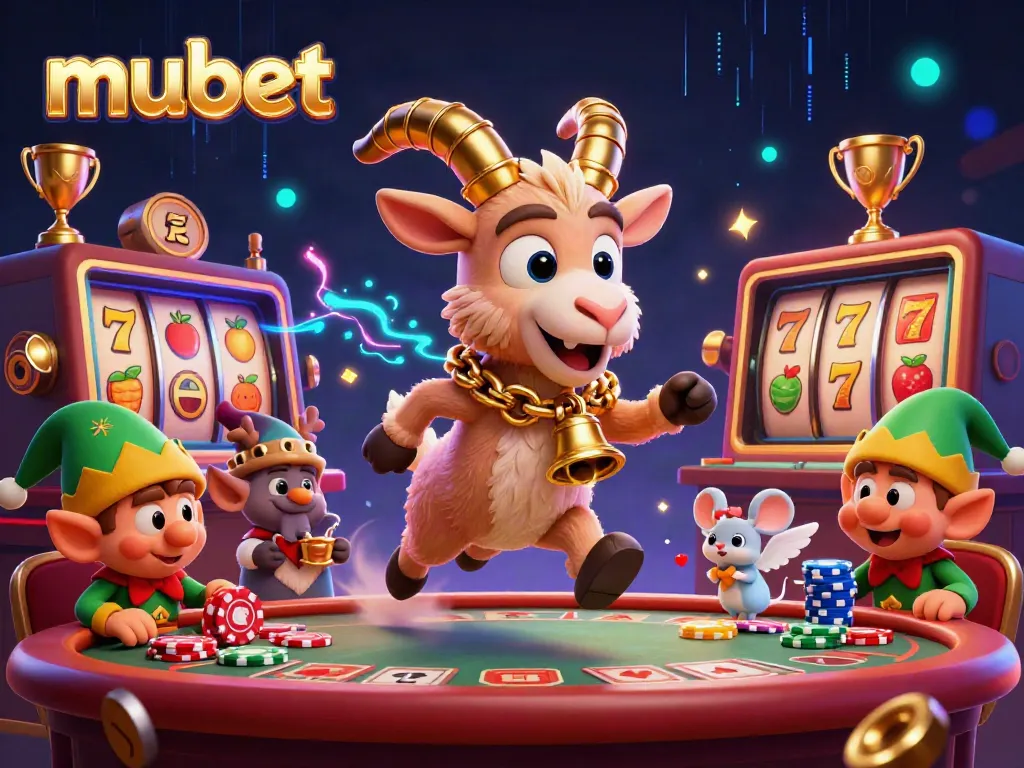 Experience the vivid world of mubet, featuring a spooky Krampus goat in a holiday-themed casino.
