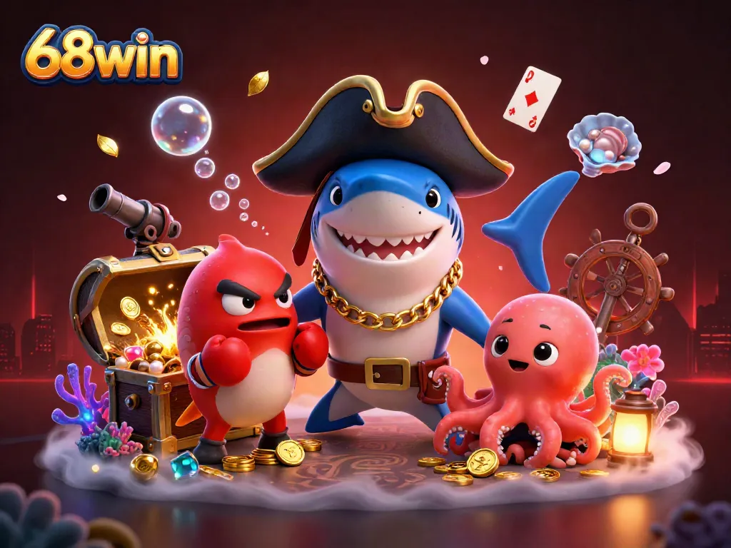 68win pirate shark and friends dive into underwater treasures for thrilling casino fun.