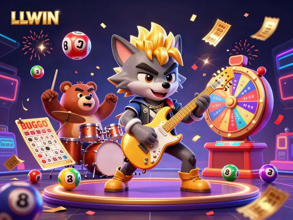 Experience thrilling entertainment with LLWIN's colorful lottery balls and vibrant casino atmosphere.