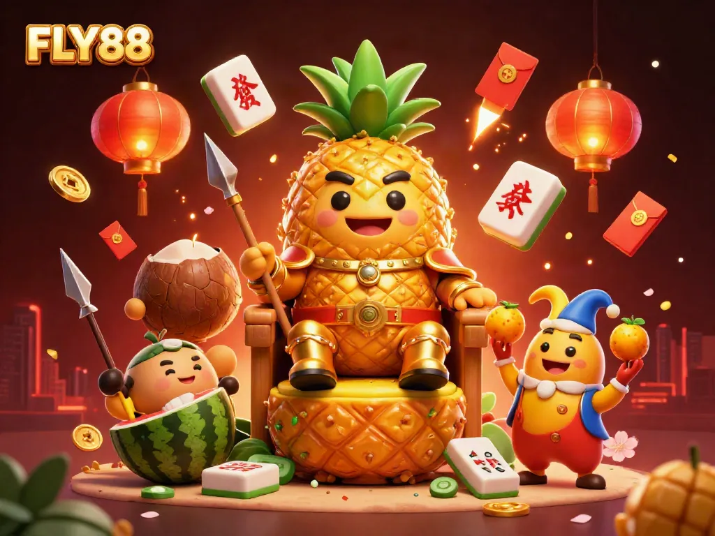 Experience exciting gameplay at FLY88 with a cartoon scene featuring vibrant casino elements and characters.