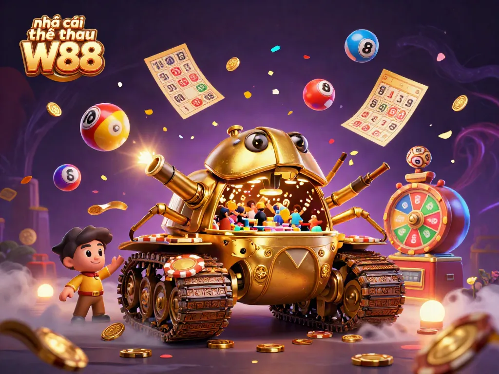 Experience the excitement of Nhà cái thể thao W88 in a vibrant animated casino scene with dynamic game elements.