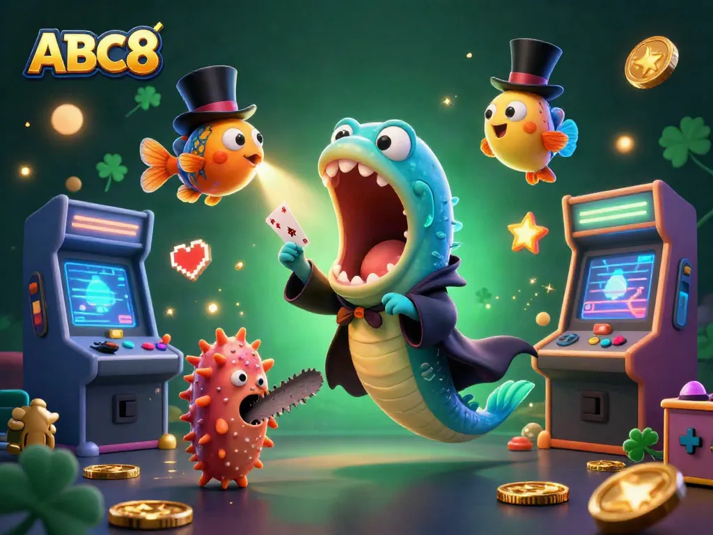 Engage in thrilling gameplay at ABC8 with captivating 3D characters in a vibrant casino scene.