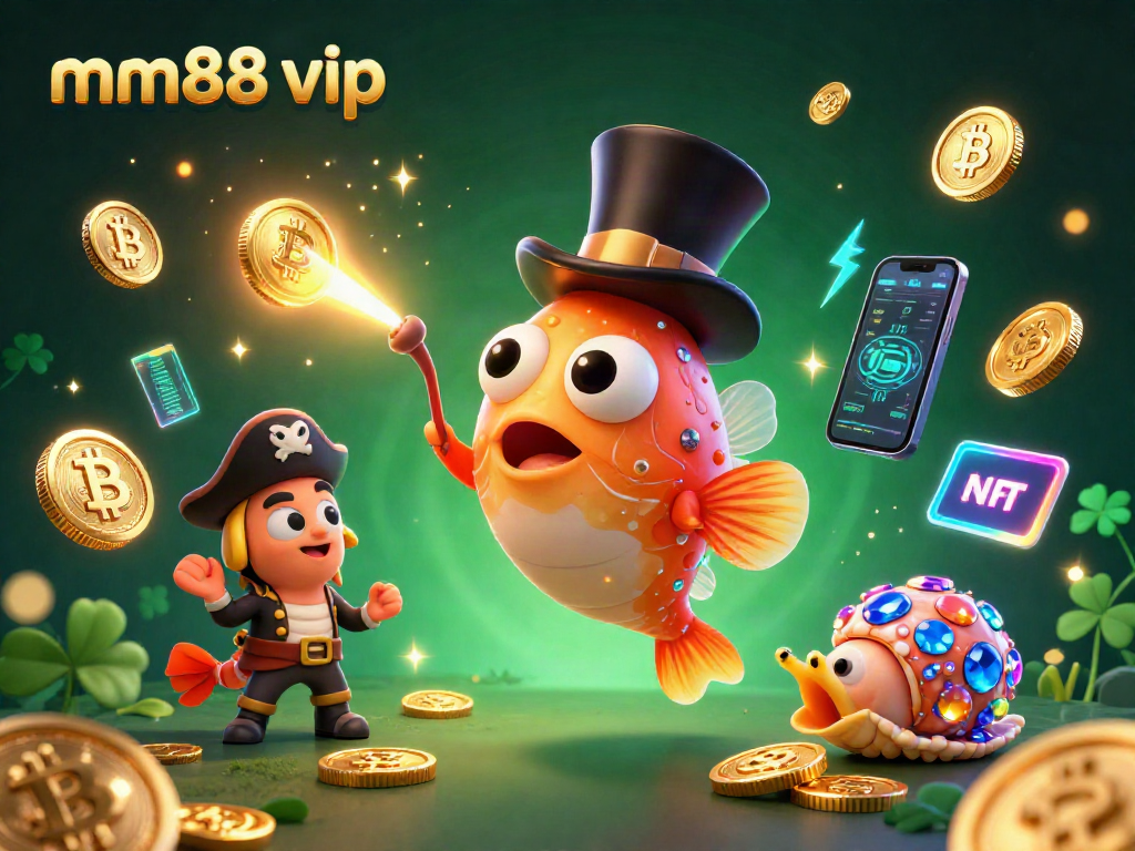 Engage with mm88 vip in a vibrant 3D casino-themed underwater scene full of golden coins.